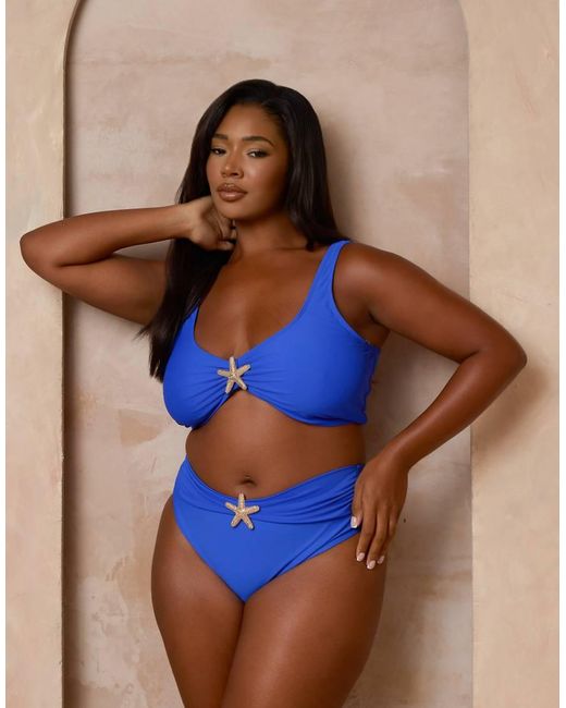 Moda Minx Curve Blue X Alessa Tyrrell-charles Starfish High Waisted Bottoms