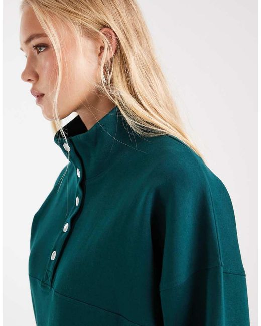 ASOS Henley Interlock Sweater in het Green