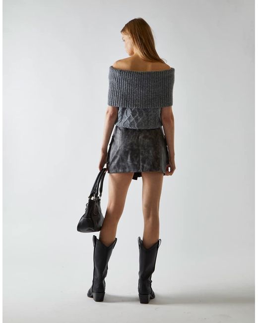 Glamorous Gray Wrap Cargo Mini-Skirt