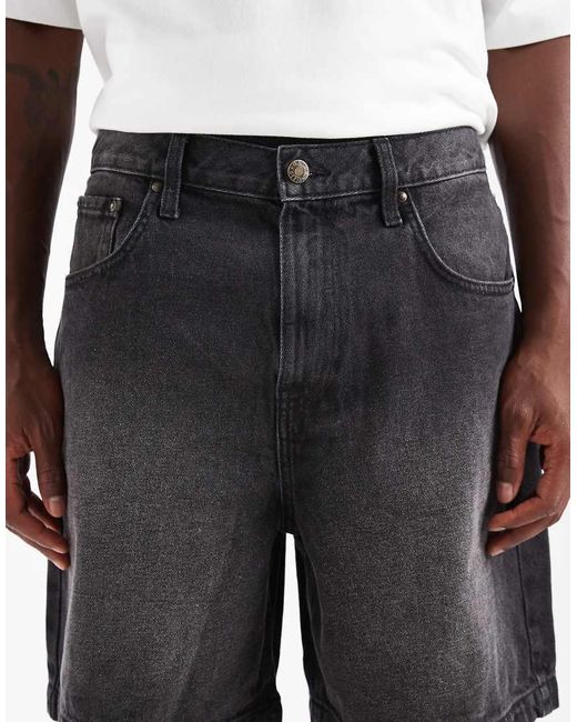 ASOS Black Mid Length Denim Jorts for men