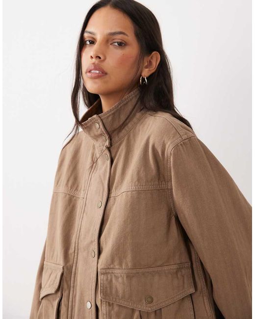 Abercrombie & Fitch Brown Oversized Denim Jacket