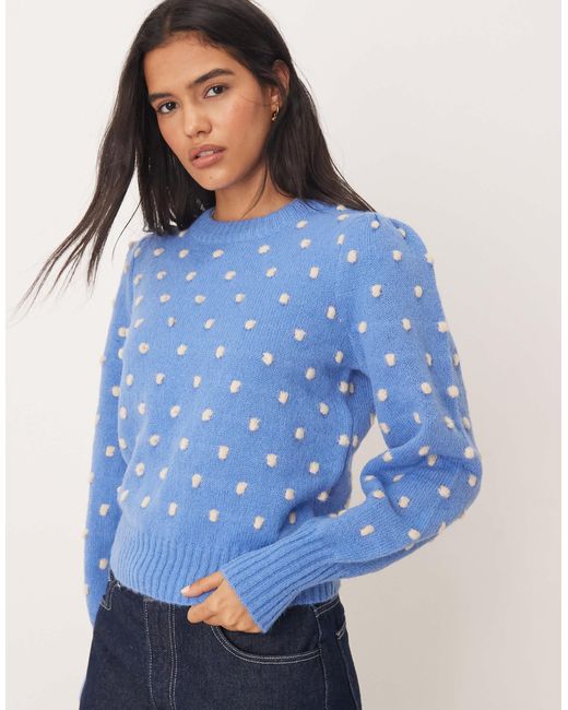 Pull tricoté décontracté à pois texturés Jdy en coloris Blue