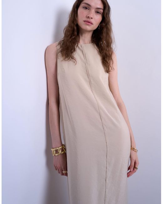 TOPSHOP Women's Gray High Neck Open Back Throw-on Cupro Midi Dress -  www.ice4pros.com.br