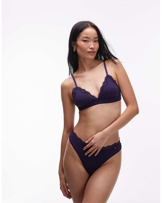 Tommy Hilfiger Multicolor Microfibre Lace Unlined Triangle Bra