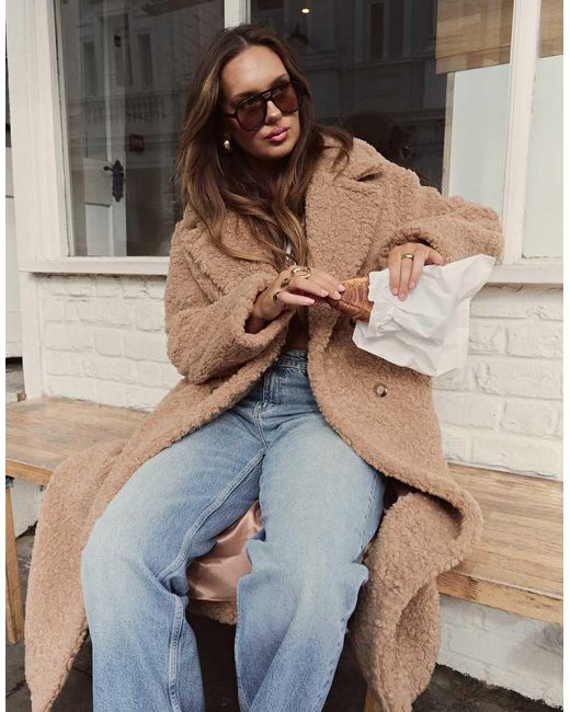 The Frolic Natural X Bella Stovey Exclusive Maxi Oversized Teddy Borg Coat