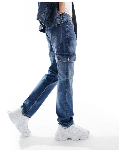 Ethan - jeans dritti cargo comodi lavaggio scuro di Tommy Hilfiger in Blue da Uomo