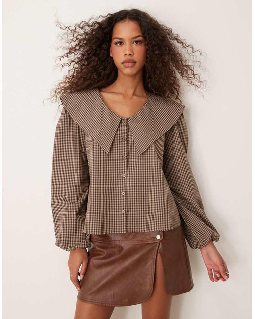 ASOS Brown Oversized Collar Blouse