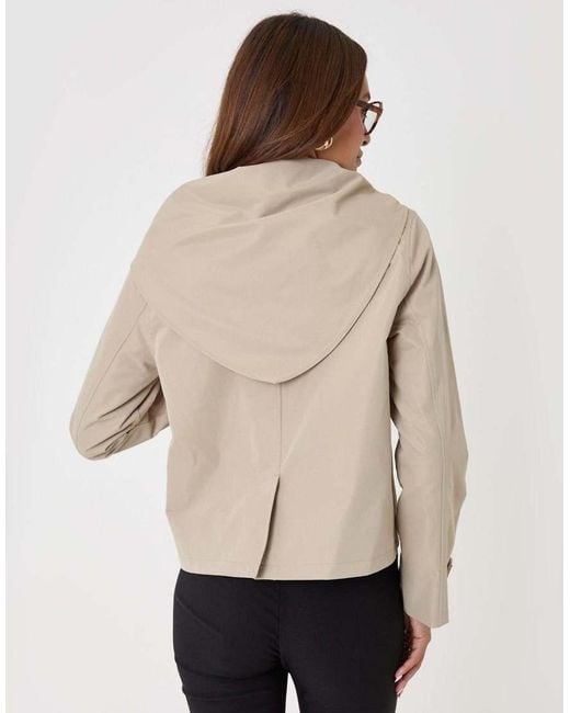 Threadbare Natural Scarf Detail Cropped Trench Coat