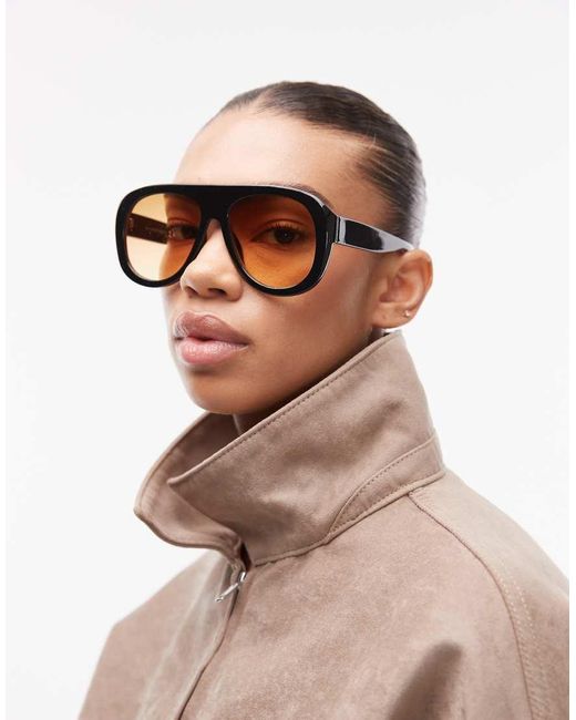 & Other Stories Brown Oversize Aviator Sunglasses
