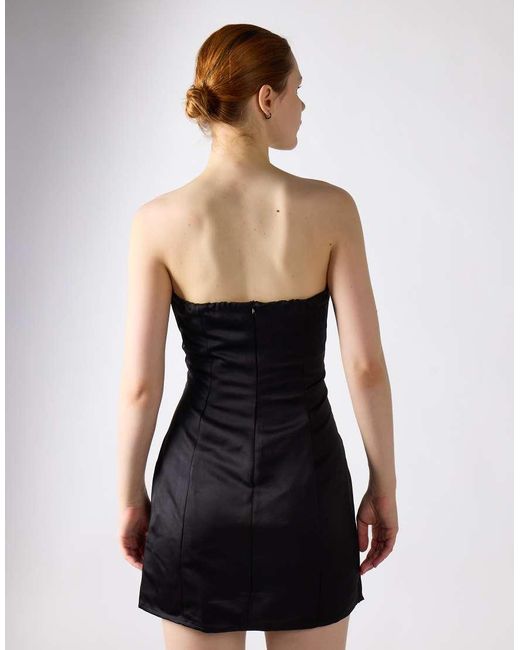 Glamorous Black Strapless Bow Mini-Dress