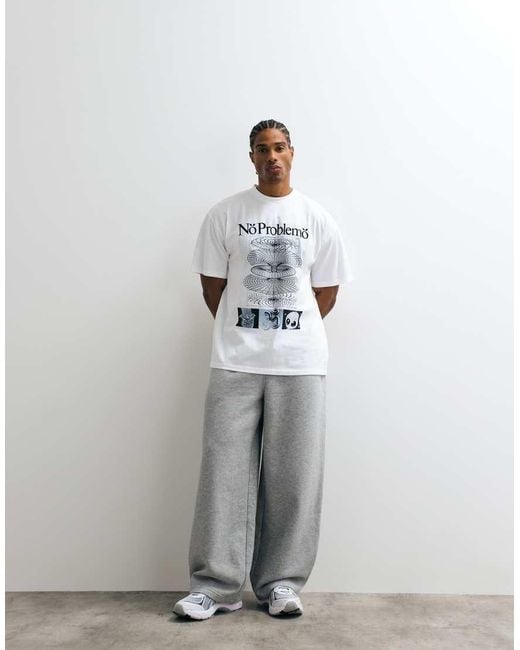 No Problemo White 100% Cotton Energy T-Shirt With Back Print for men
