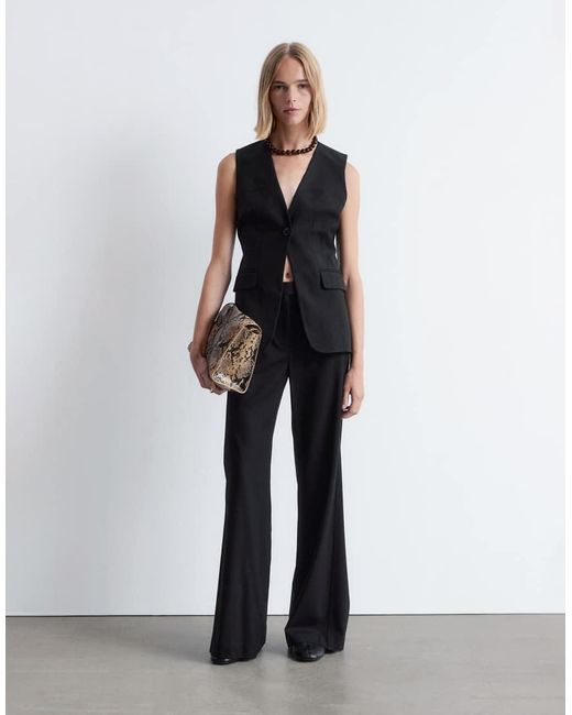 & Other Stories Blue Deep V-neck Waistcoat With Hourglass Waist