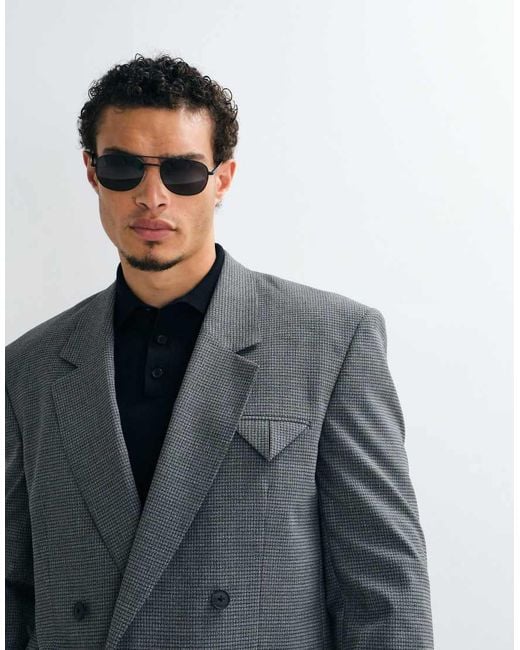 ASOS Black Double Breasted Square Shoulder Relaxed Suit Jacket for men