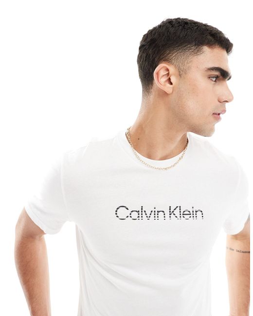 Camiseta blanca con logo degradado Calvin Klein de hombre de color White