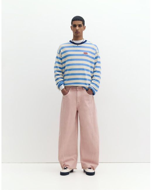 Pull&Bear Pink Barrel Jeans for men