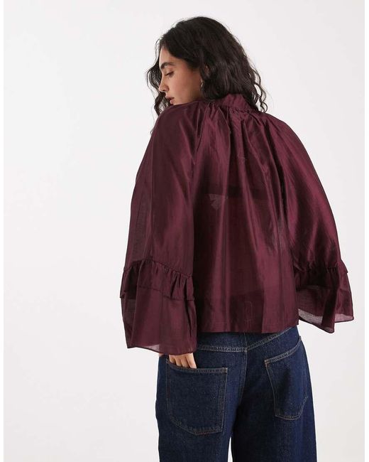 Vero Moda Red exaggerated Sleeve Ruffle Detail Boho Blouse
