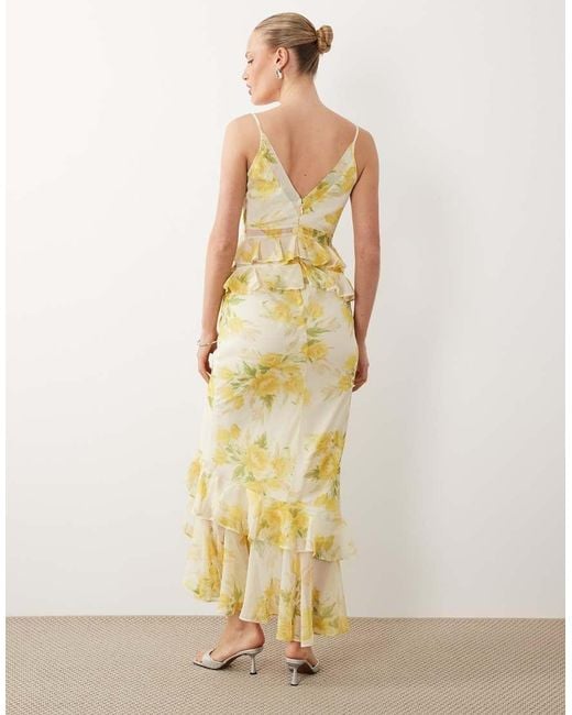 ASOS Metallic Ruffle Column Cami Maxi Dress