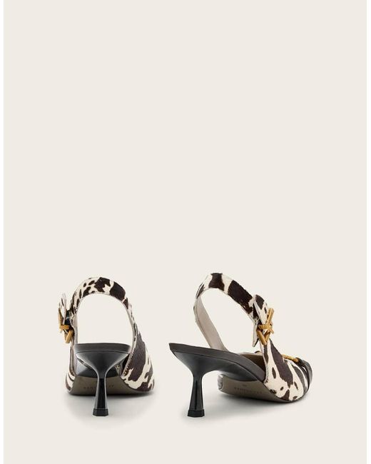 AllSaints Natural Hera Cow Print Slingback Heeled Shoes