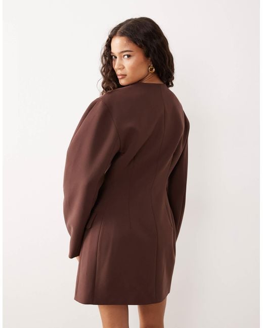ASOS Brown Cacoon Sleeve Blazer Dress