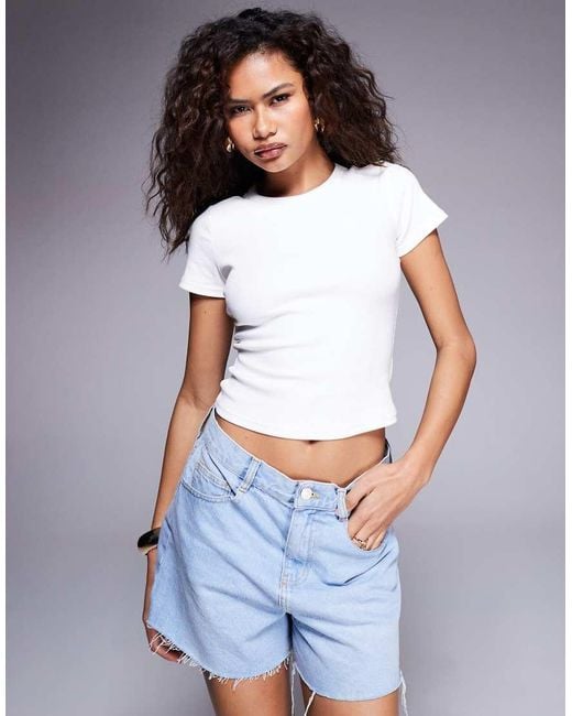Princess Polly White Baseline Ribbed Cropped Baby Tee