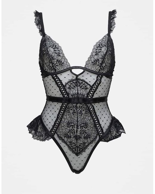 Ann Summers Gray Entice Me Fold Over Teddy Bodysuit