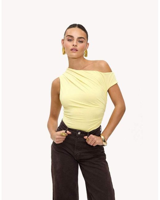 Loavies Yellow A Field Of Memories Off-Shoulder Top