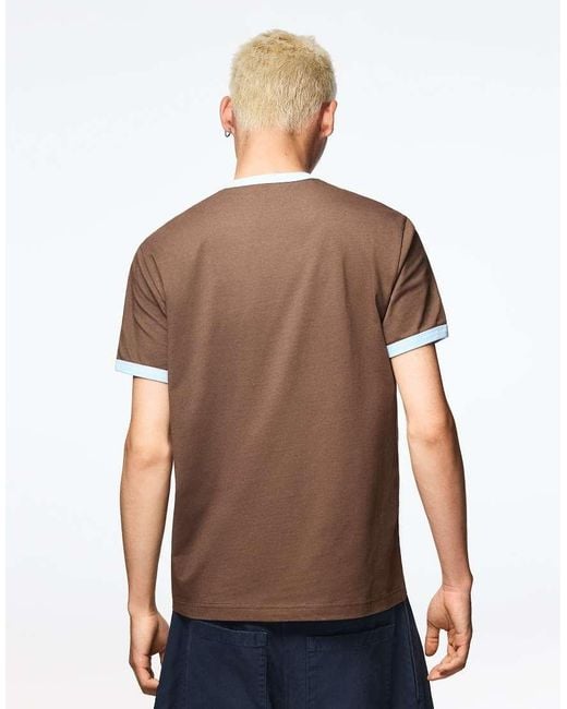 Bershka White Short Sleeve Print T-Shirt for men