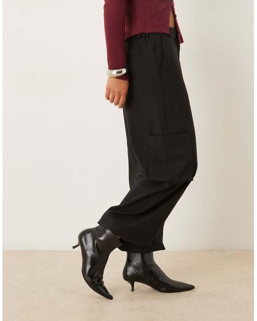 ASOS Black Tailored Straight Leg Pants With Cuffs And Utility Pocket Detail