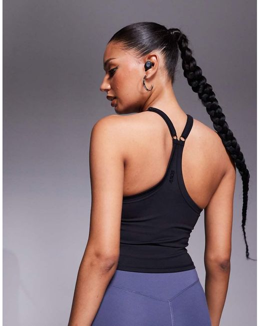 4505 Blue Icon Soft Touch Yoga Cami With Inner Bra And Adjustable Straps