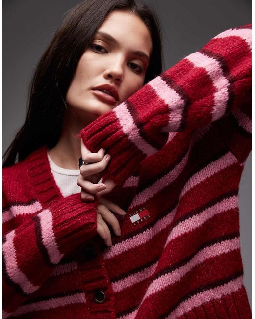 Tommy Hilfiger Red Fluffy Badge Cardigan