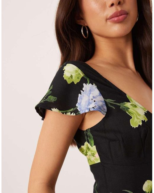 ASOS Multicolor Scoop Neck Short Sleeve Maxi Dress With Godets