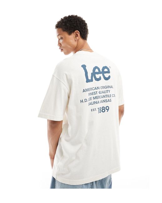 T-shirt ampia con stampa con logo, color écru di Lee Jeans in White da Uomo