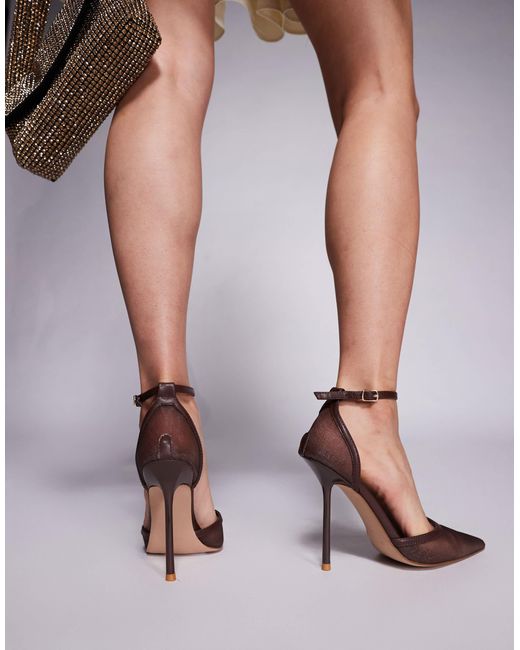 SIMMI Brown Simmi London Wide Fit Mandisa Mesh Heeled Shoes