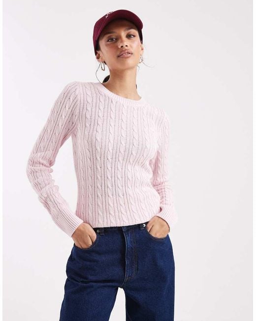 Hollister White Slim Cable Knit Jumper
