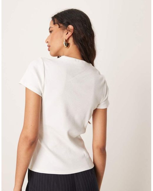 Jdy White Ribbed T-Shirt