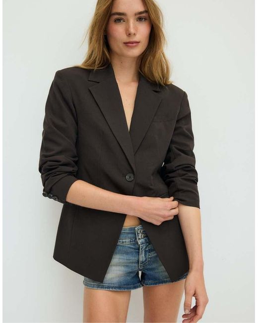 Stradivarius Black Tailored Buttoned Blazer