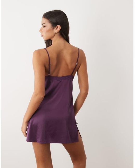 Boux Avenue Purple Daisy Satin Chemise