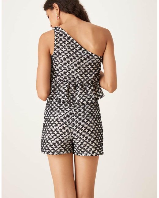 ASOS Natural Co-ord Embroidered Mini Short