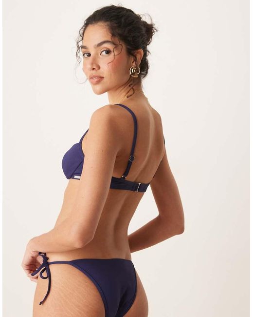 Free Society Blue Underwire Bikini Top With Contrast Picot Trim