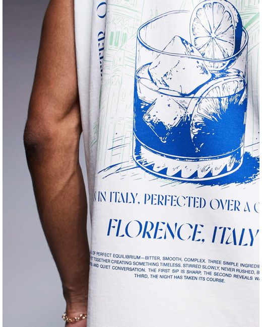 ASOS White Boxy Oversized Tank With Back Print for men