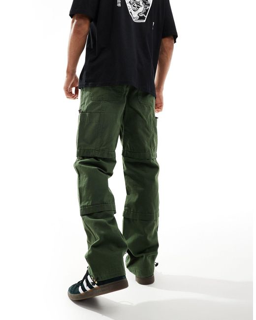 ASOS Green Paneled Leg Cargo Pants With Patch for men