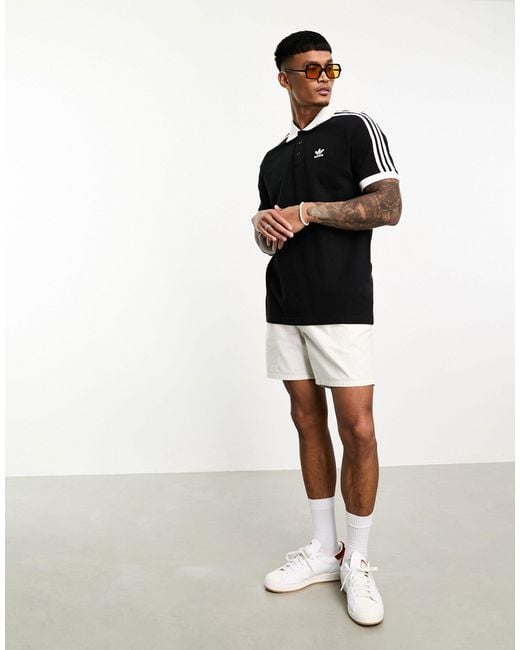 Adidas Originals Black 3-stripes Cotton Piqué Polo for men