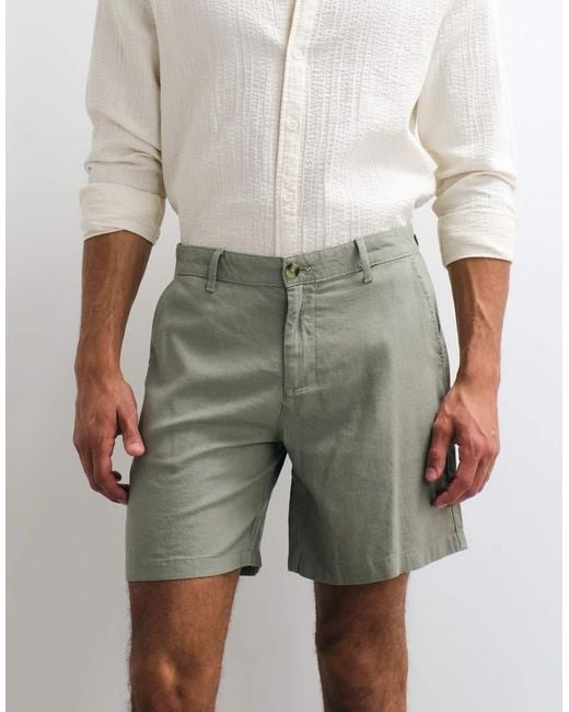 ASOS Green Co-Ord Wide Fit Linen Blend Shorts for men