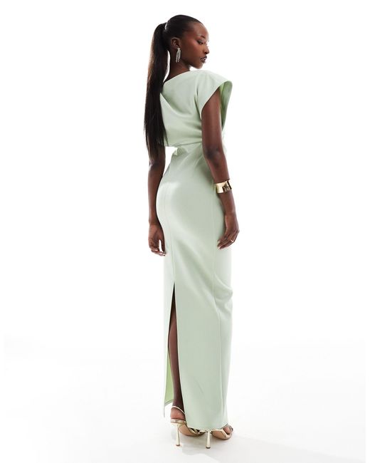 ASOS Green Asymmetric High Neck Minimal Maxi Dress