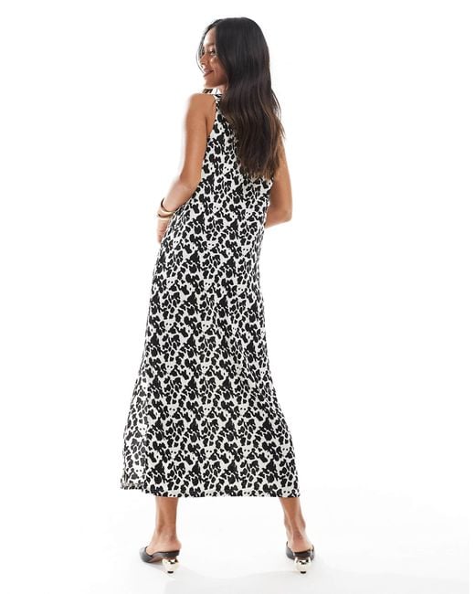 Pieces White – midikleid mit zebramuster und u-boot-ausschnitt