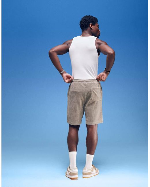 Pantalones Cortos Beis Extragrandes De Canalé De -Neutro ASOS de hombre de color Blue