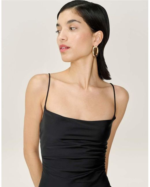 OMNES White Dresses Riviera Satin Midi Dress With Lace-Up Back