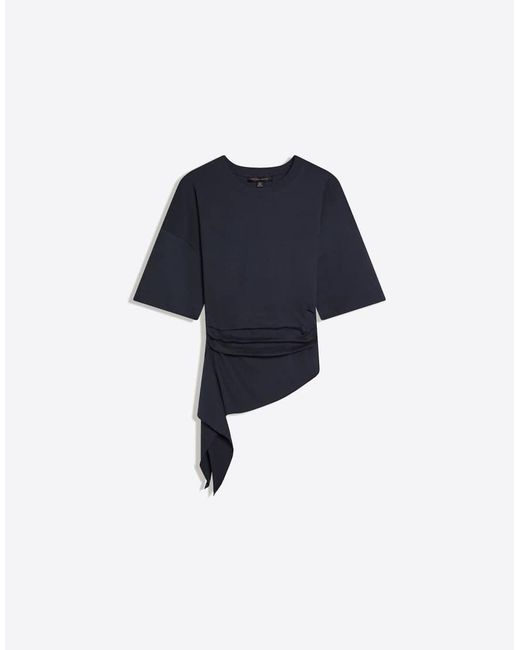 Bershka Blue Short Sleeve Ruched T-shirt