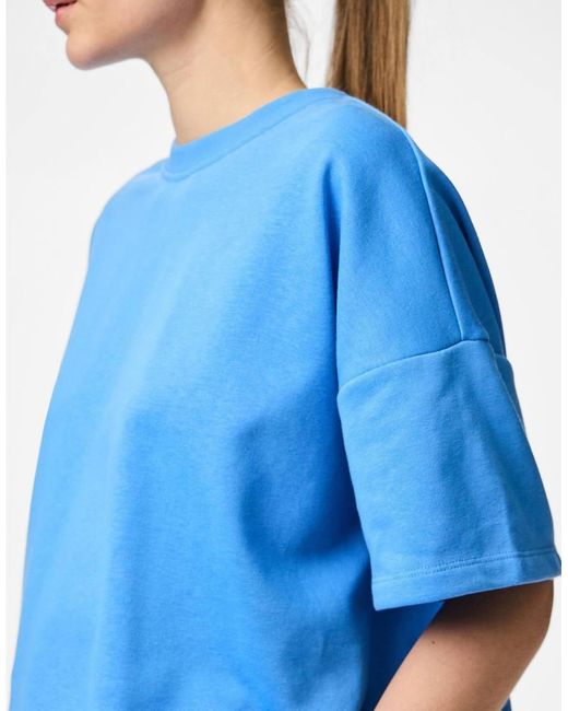 Top Azul De Manga Corta De Pieces de color Blue