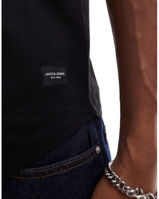 Jack & Jones Black Essentials Longline T-shirt With Curve Hem for men